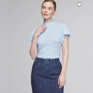 WHBM Lace Stitch Ruffle Sleeve Sweater
NWOT